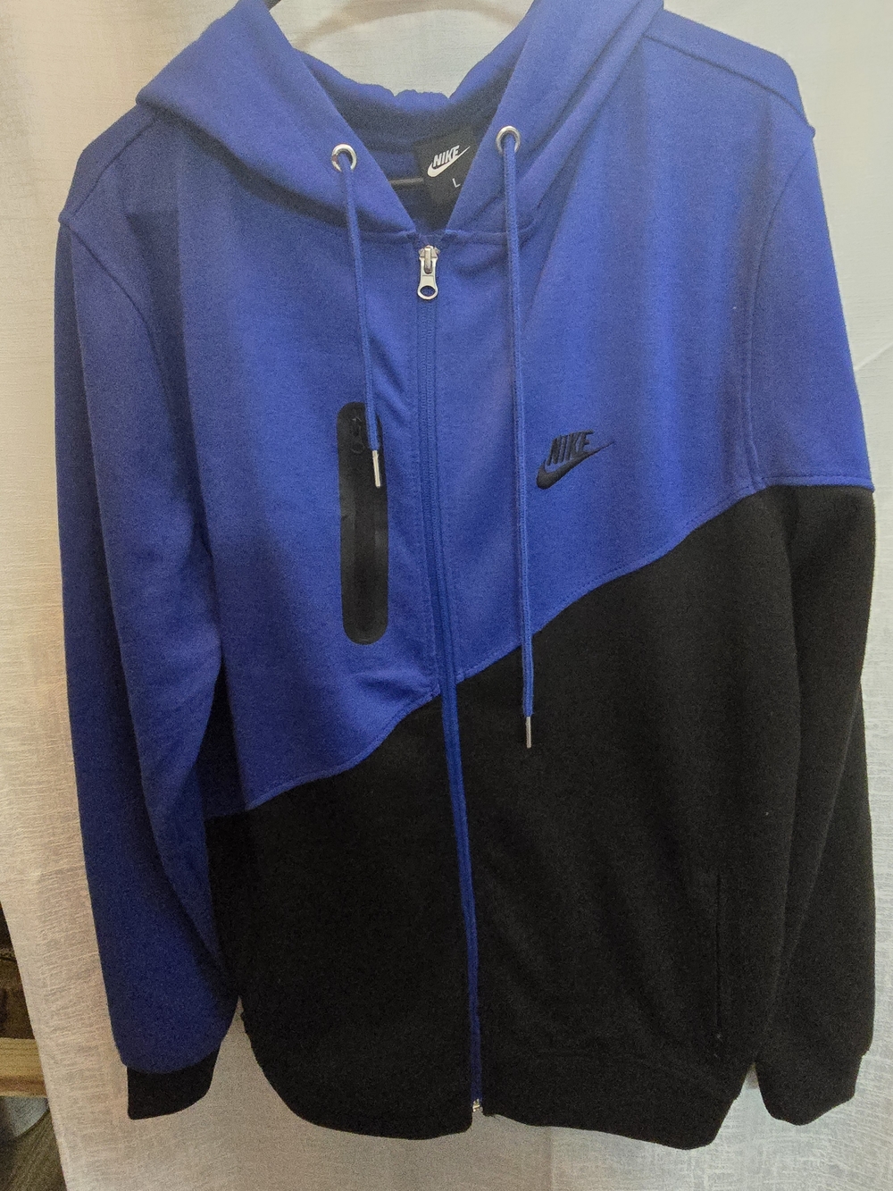 Nike Blue and Black Zip-Up Hoodie